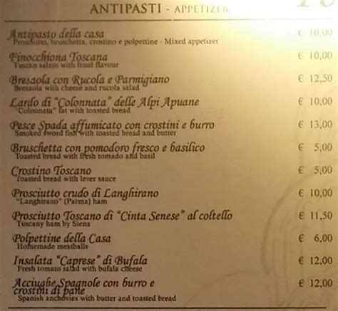 torre prada milano menu|torre menu with prices.